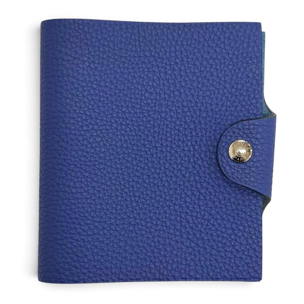 HERMES Ulysses Mini Notebook Cover, Togo Leather, Blue Brighton, Silver Hardw...